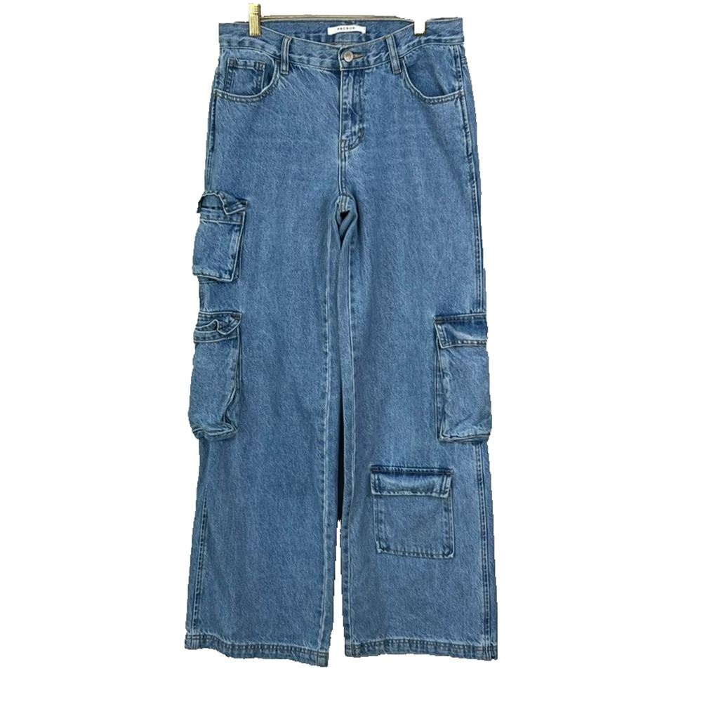 Pacsun Jeans Women's Size 26 Blue Denim 90's Baggy Double Cargo Retro Grunge